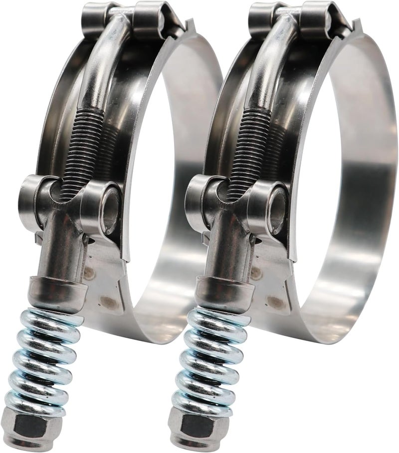 ROADFORMER 2.25" Heavy Duty T Bolt Hose Clamp Stainless Steel - Working Range 61-69mm for 2.25" I.D. Hose with 3mm - 6mm Wall Thickness, Auto-adjusting keeps Constant Tension (61mm - 69mm, 2 Pack) - Image 2